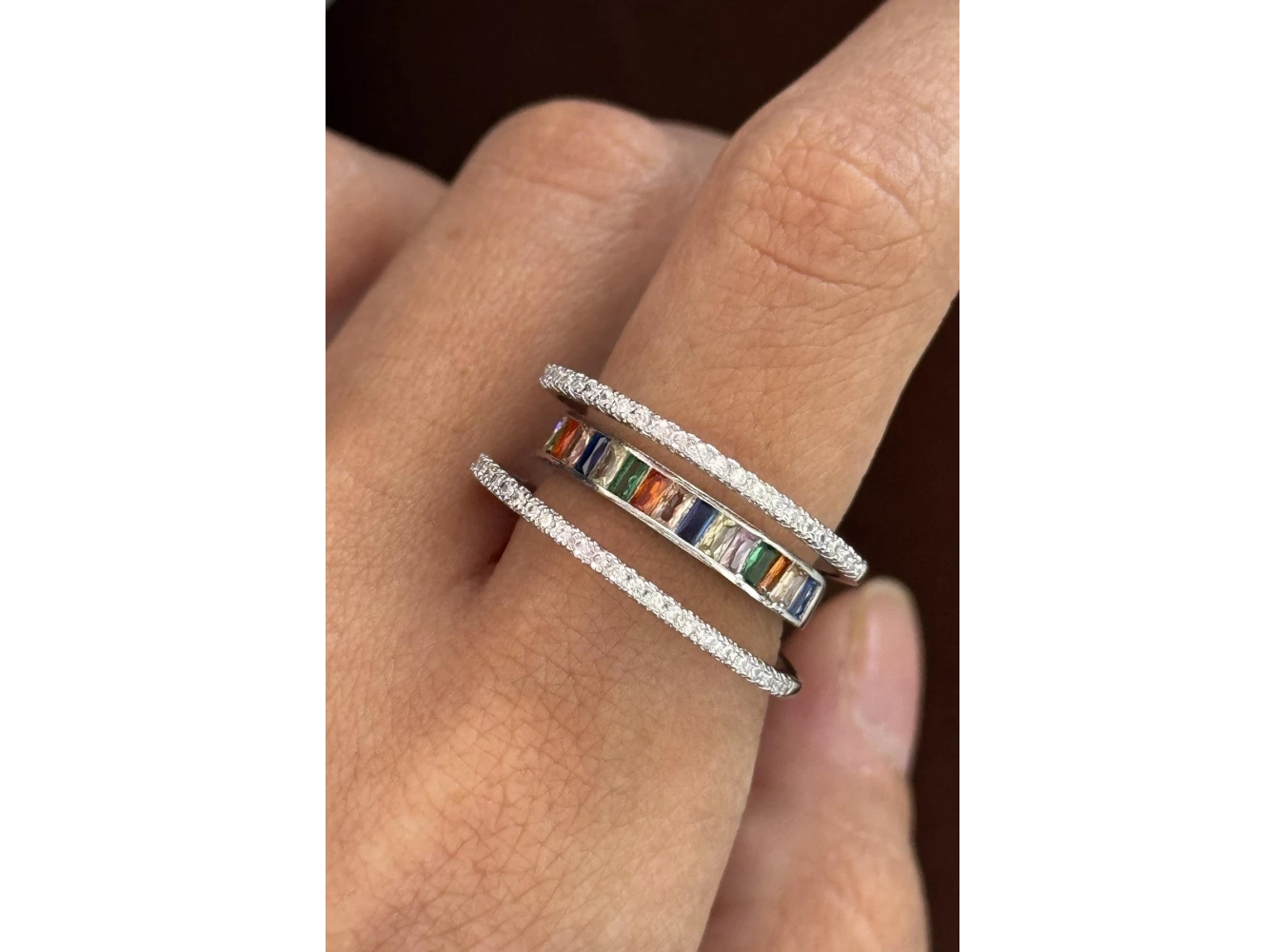 Gümüş Renk Taş Detaylı Ayarlanabilir Yüzük