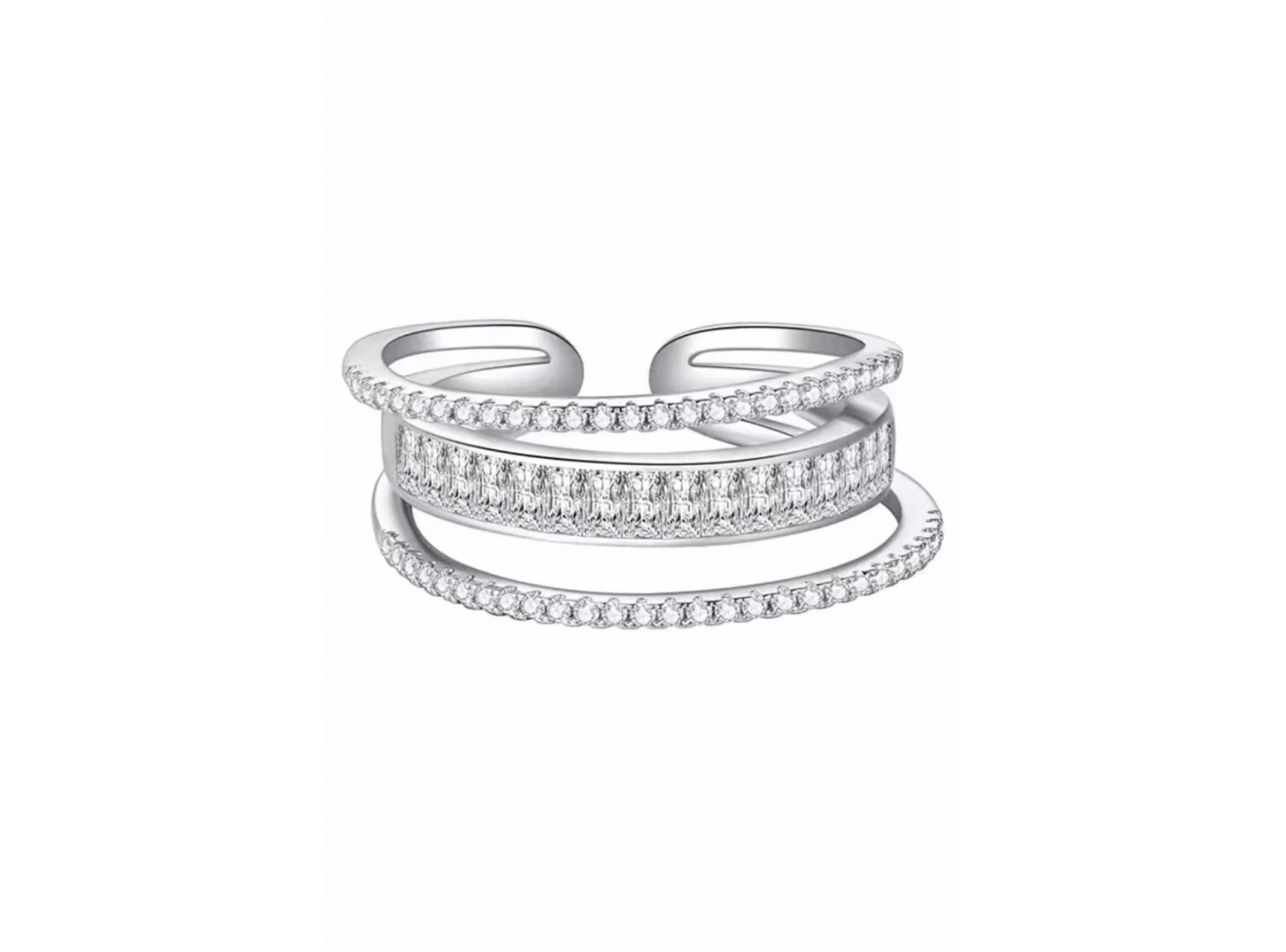 Gümüş Renk Taş Detaylı Ayarlanabilir Yüzük