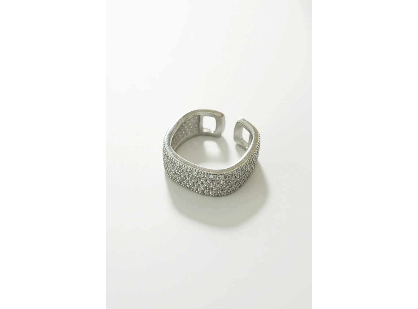 Gümüş Renk Taş Detaylı Ayarlanabilir Yüzük