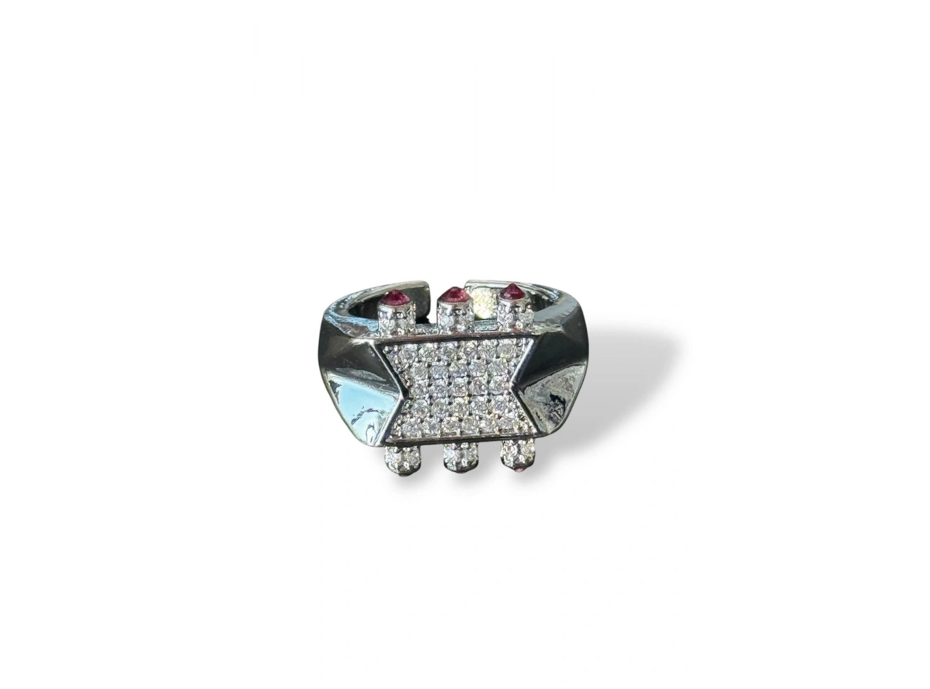 Gümüş Renk Taş Detaylı Ayarlanabilir Yüzük