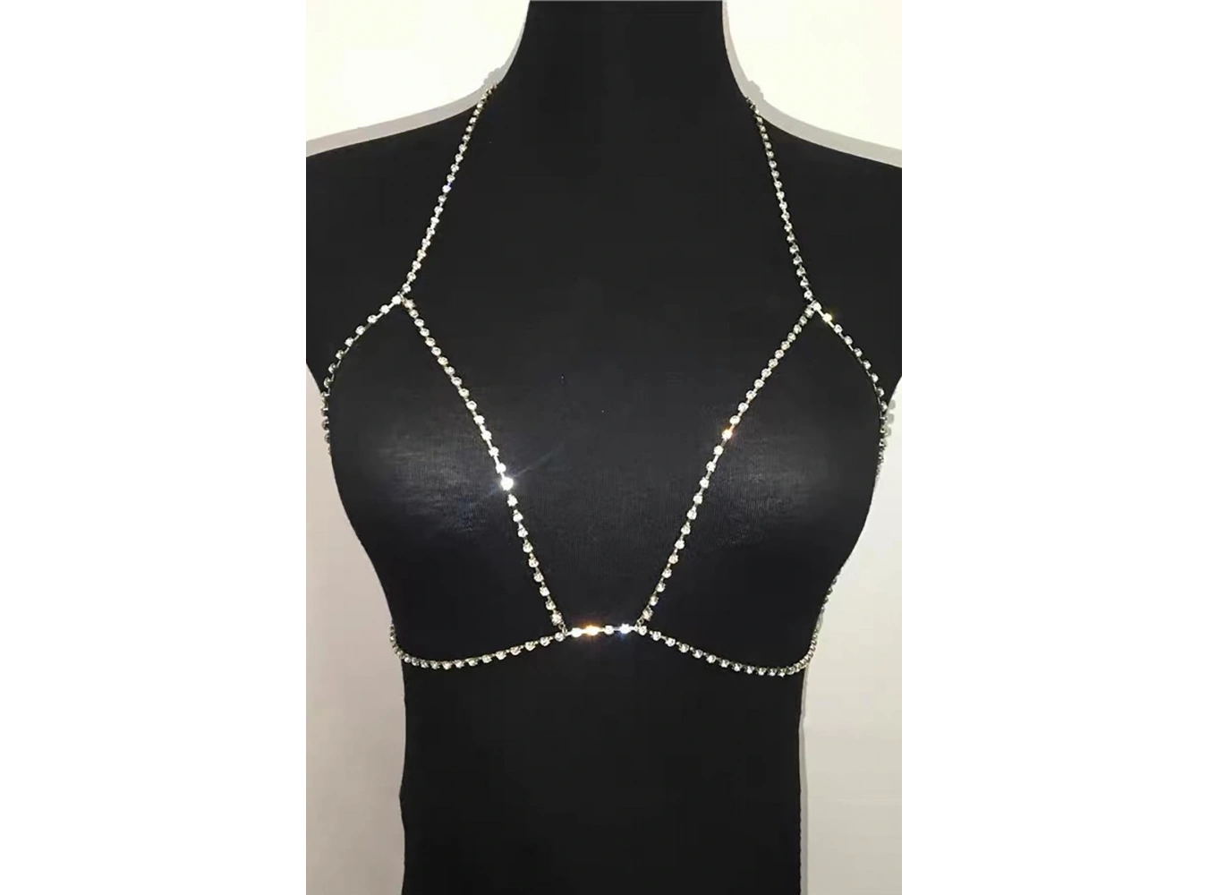 Gümüş Renk Taş Detaylı Bikini Üstü /Bralet /Vücut Aksesuarı