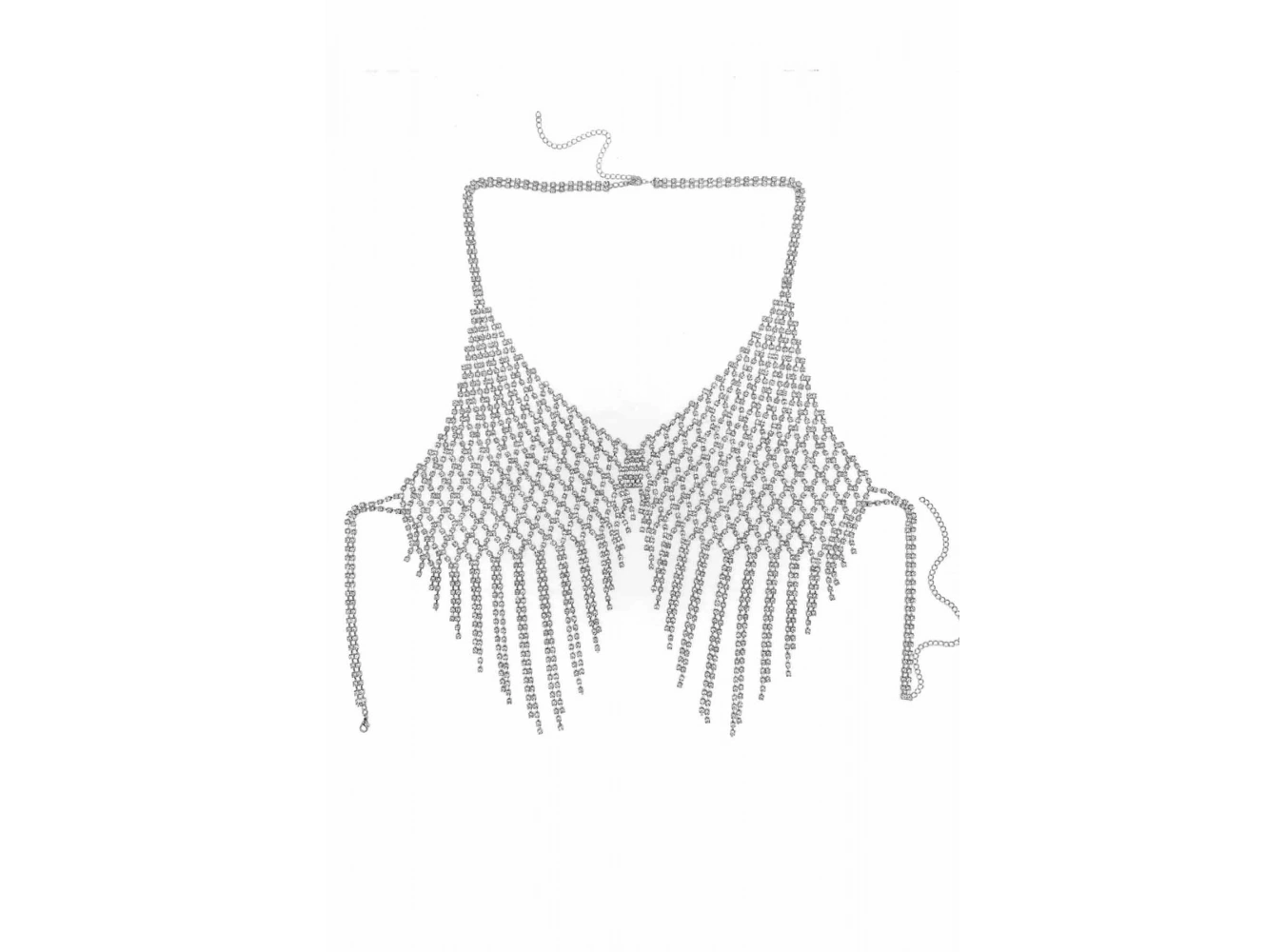 Gümüş Renk Taş Detaylı Bikini Üstü /Bralet /Vücut Aksesuarı