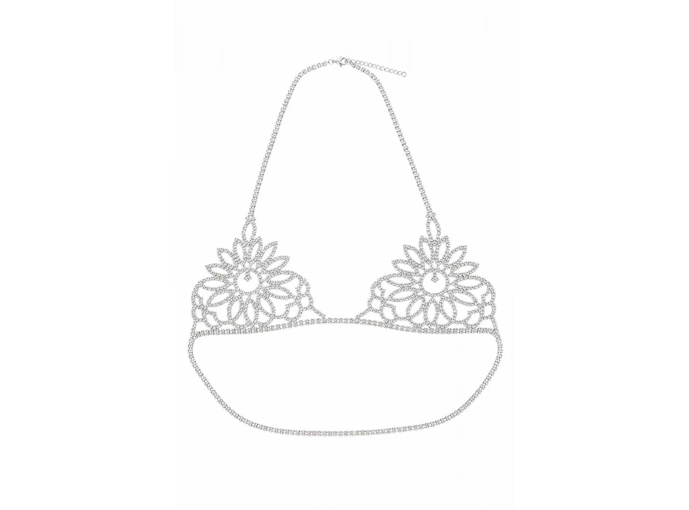 Gümüş Renk Taş Detaylı Bikini Üstü /Bralet /Vücut Aksesuarı