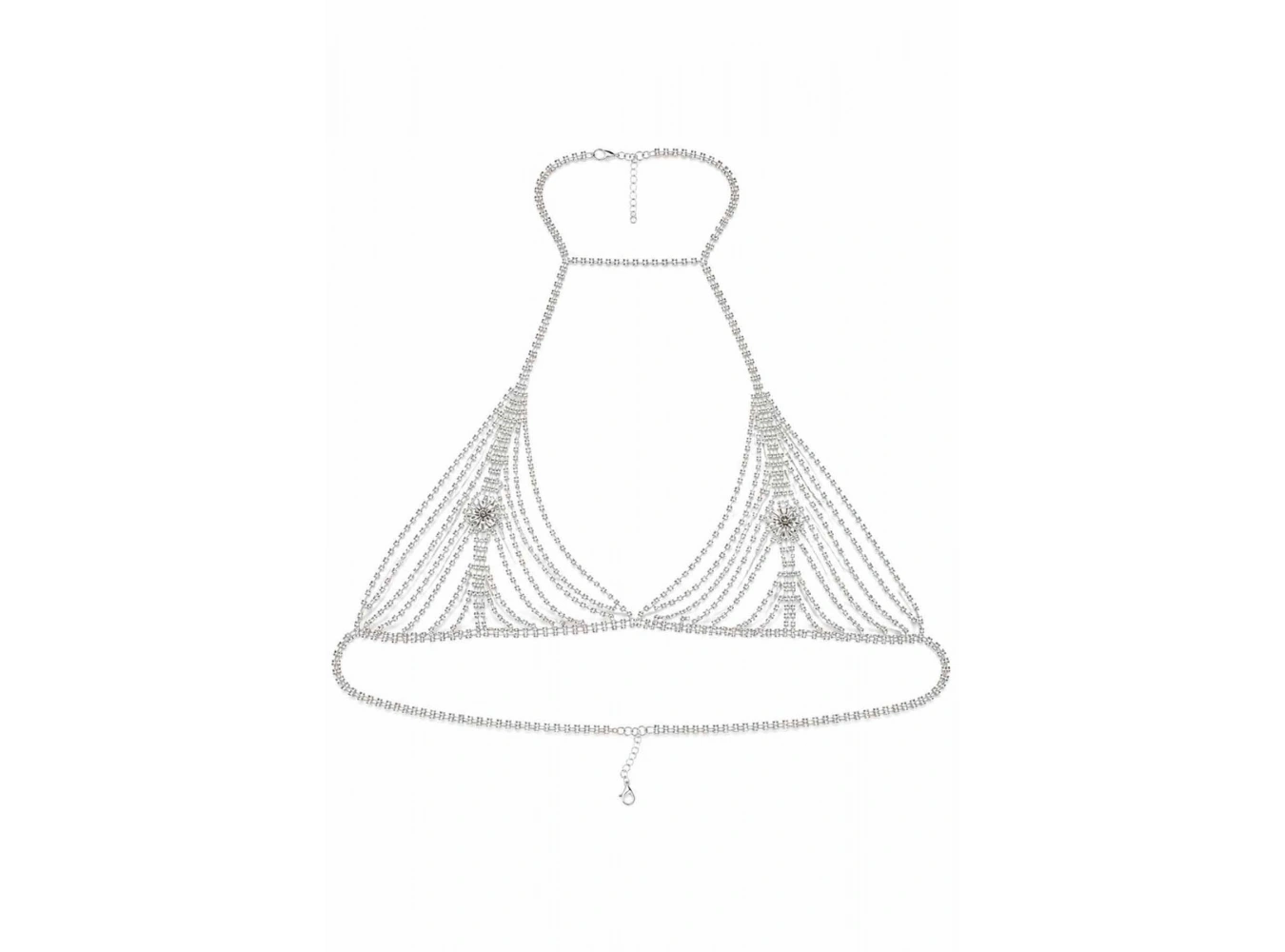 Gümüş Renk Taş Detaylı Bikini Üstü /Bralet /Vücut Aksesuarı