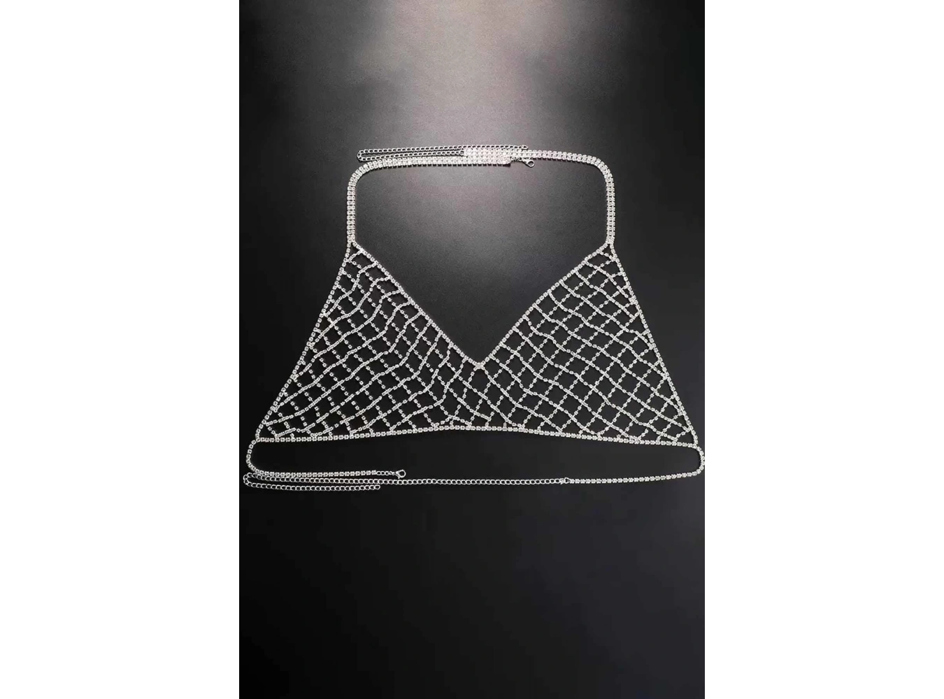 Gümüş Renk Taş Detaylı Bikini Üstü /Bralet /Vücut Aksesuarı