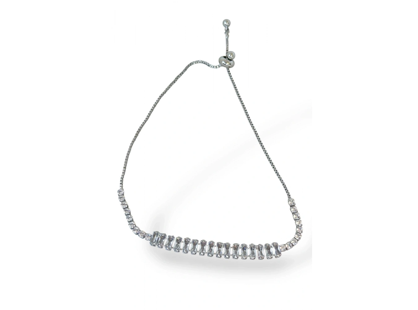 Gümüş Renk Taş Detaylı Bileklik