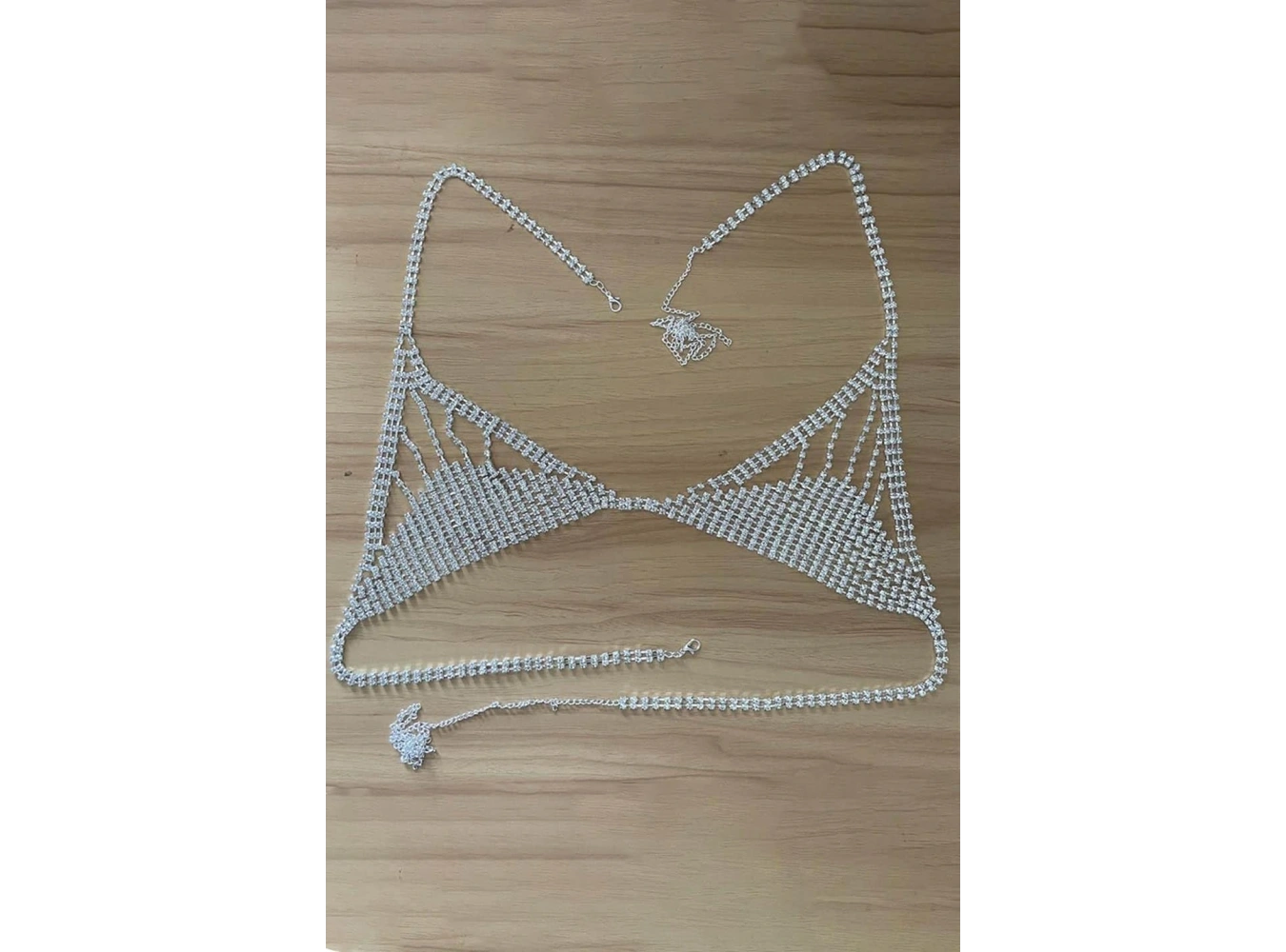 Gümüş Renk Taş Detaylı Bralet Vücut Aksesuarı