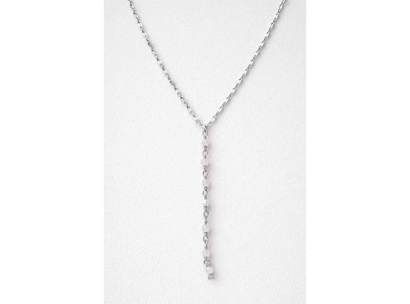 Gümüş Renk Taş Detaylı Çelik Y Kolye