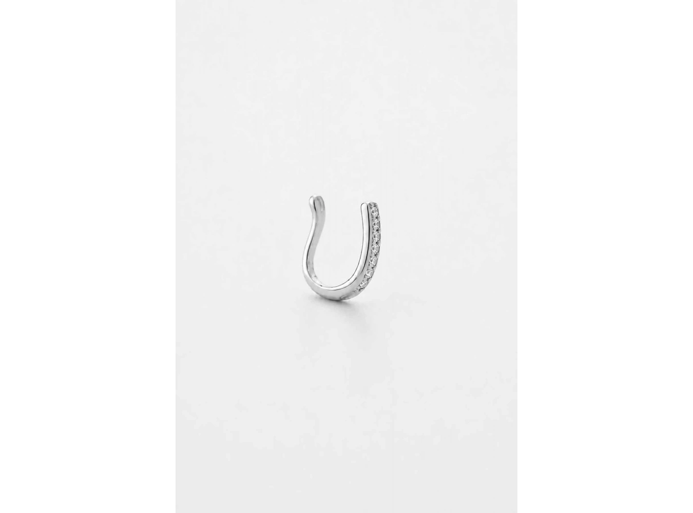 Gümüş Renk Taş Detaylı Cerrahi Çelik Deliksiz Kulak/Burun Piercing