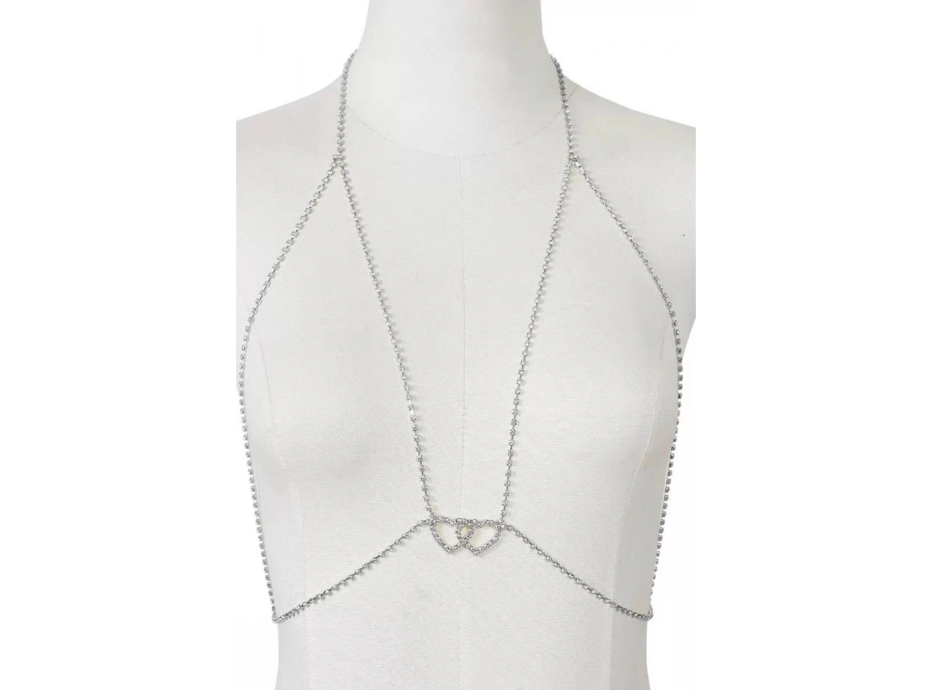 Gümüş Renk Taş Detaylı Kalp Figürlü  Tasarım Vücut Aksesuar