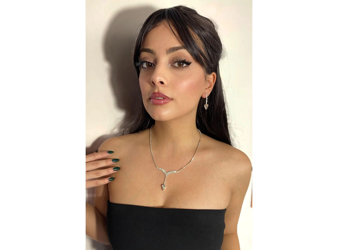 Gümüş Renk Taş Detaylı Kolye Ve Küpe Düğün Kına Nişan Gelin Set