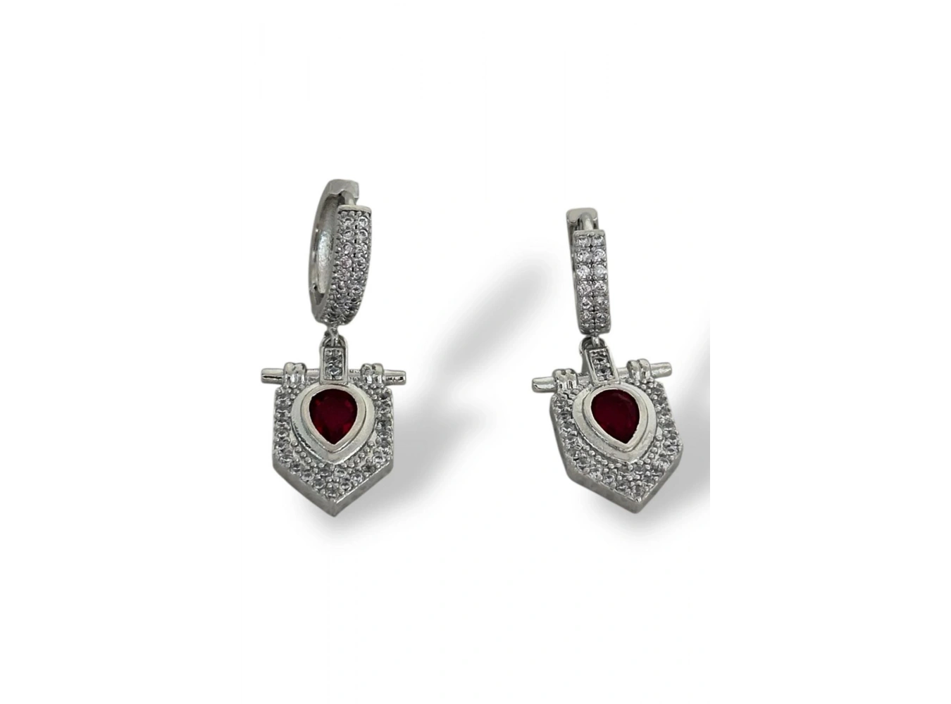 Gümüş Renk Taş Detaylı Küpe (Çift)