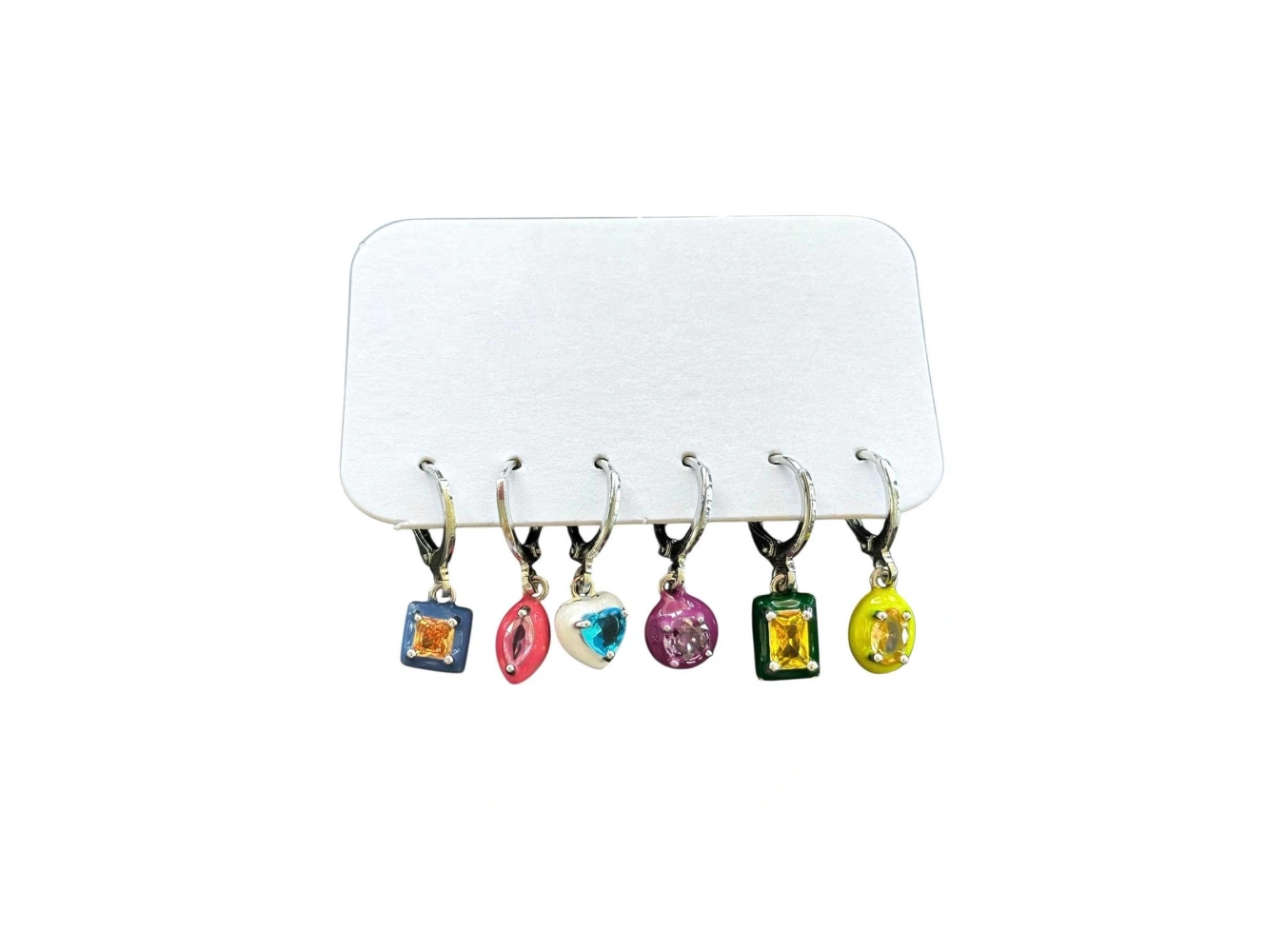 Gümüş Renk Taş Detaylı Küpe Set