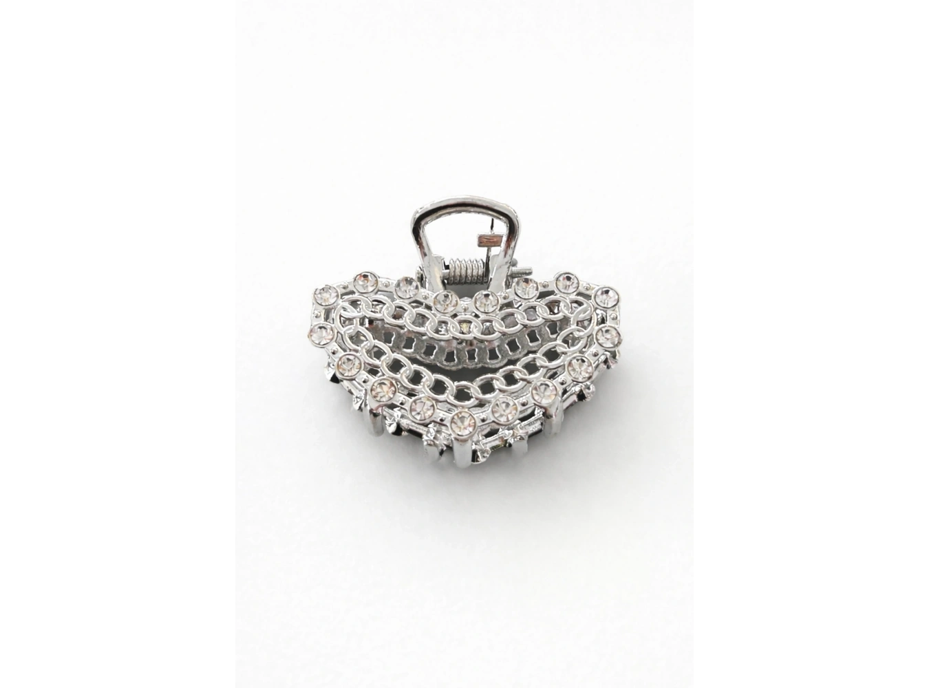 Gümüş Renk Taş Detaylı Mini Metal Mandal Toka