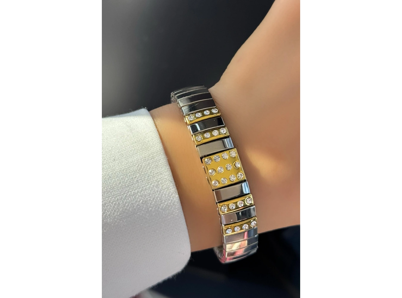 Gümüş Renk Taş Detaylı Nomination Çelik Bileklik