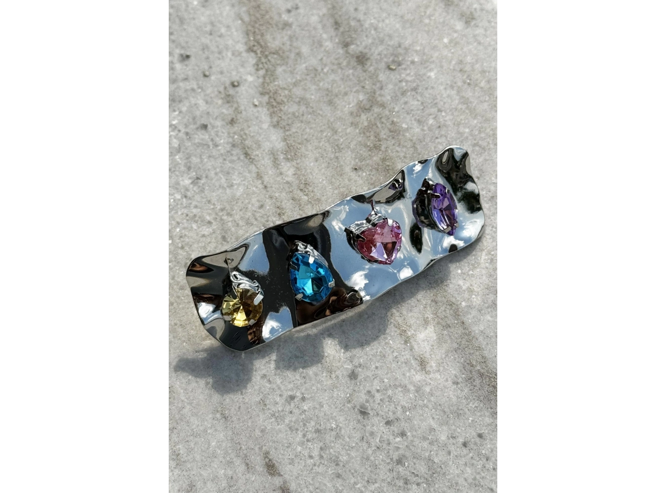 Gümüş Renk Taş Detaylı Otomat Toka