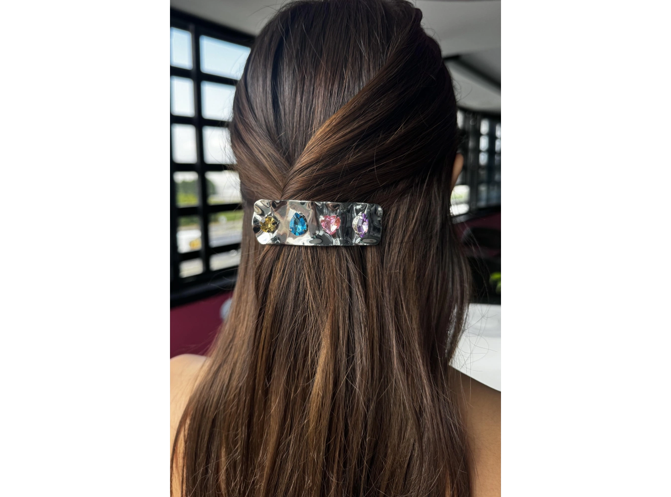 Gümüş Renk Taş Detaylı Otomat Toka