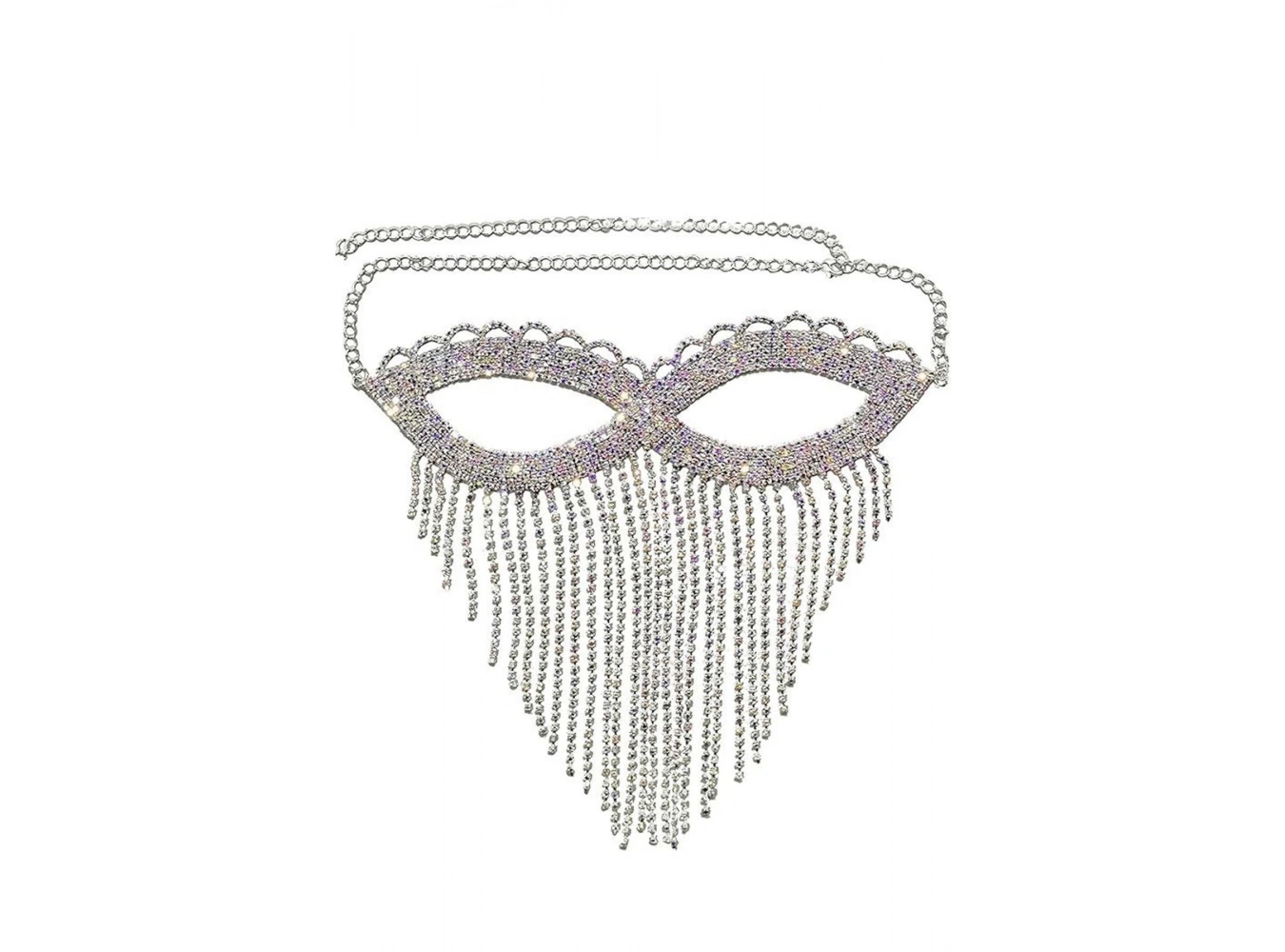 Gümüş Renk Taş Detaylı Dansöz Maskesi