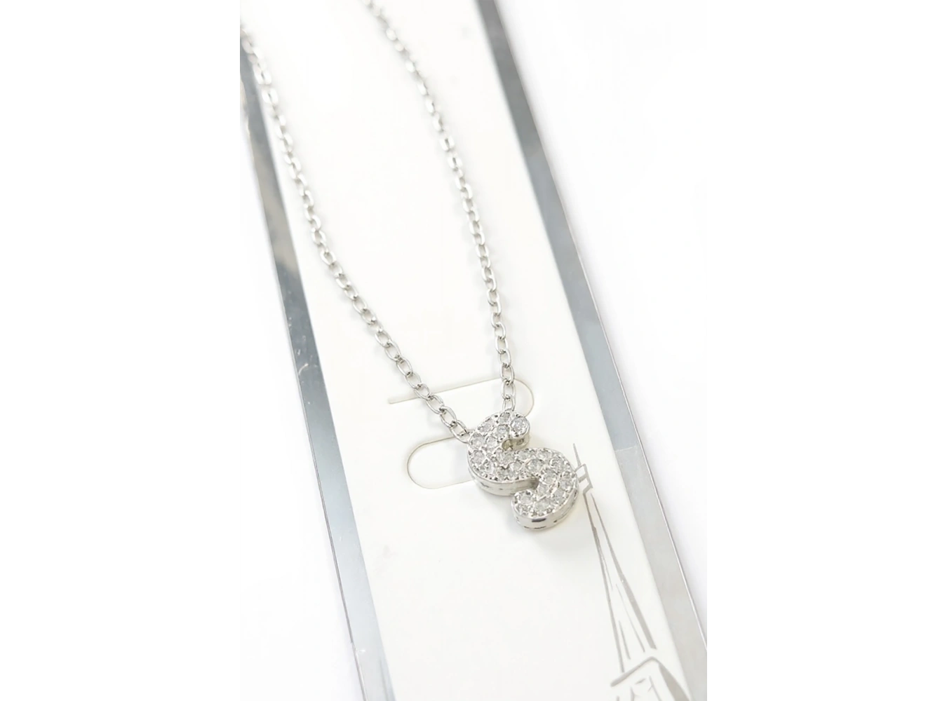 Gümüş Renk Taş Detaylı S Harfli Mini Çelik Kolye