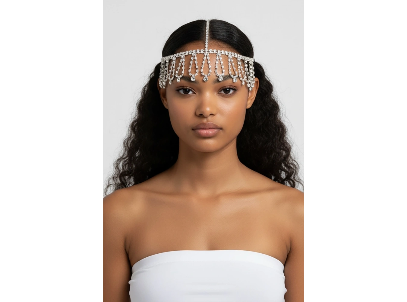 Gümüş Renk Taş Detaylı Saç Aksesuarı/Kına Aksesuarı