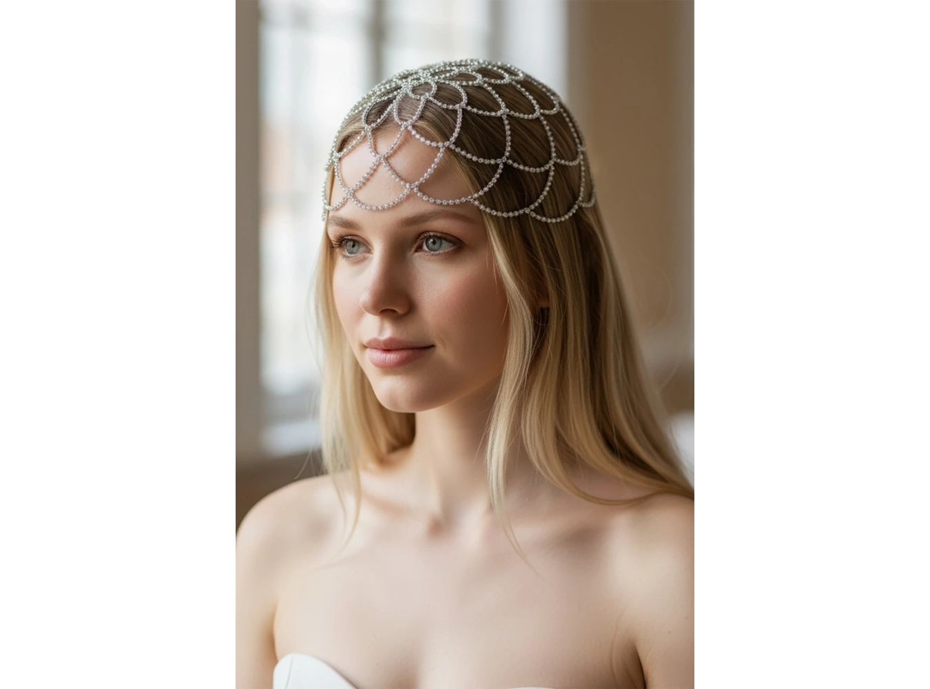 Gümüş Renk Taş Detaylı Saç Aksesuarı/Kına Aksesuarı