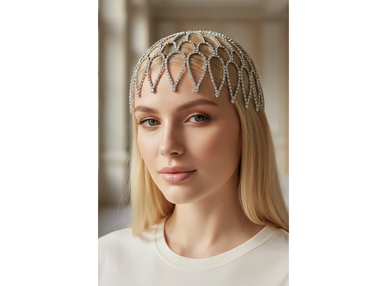 Gümüş Renk Taş Detaylı Saç Aksesuarı/Kına Aksesuarı