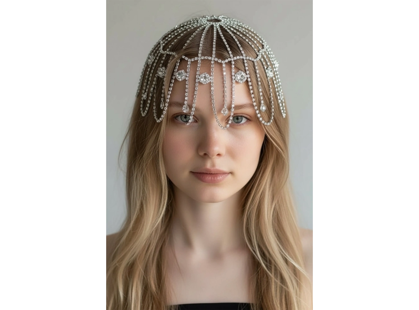 Gümüş Renk Taş Detaylı Saç Aksesuarı/Kına Aksesuarı