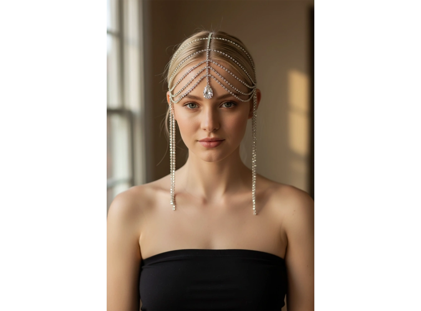 Gümüş Renk Taş Detaylı Saç Aksesuarı/Kına Aksesuarı