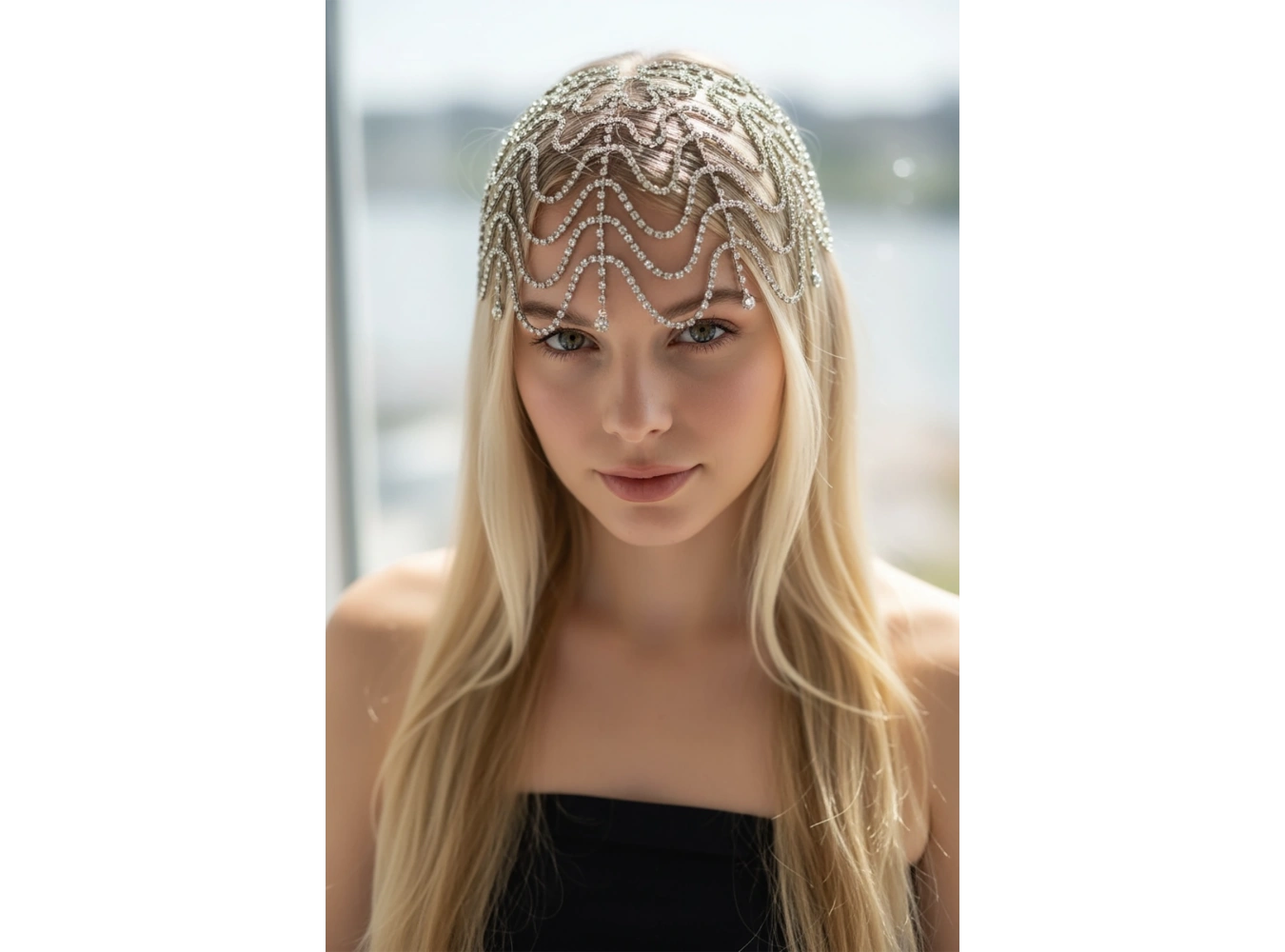 Gümüş Renk Taş Detaylı Saç Aksesuarı/Kına Aksesuarı