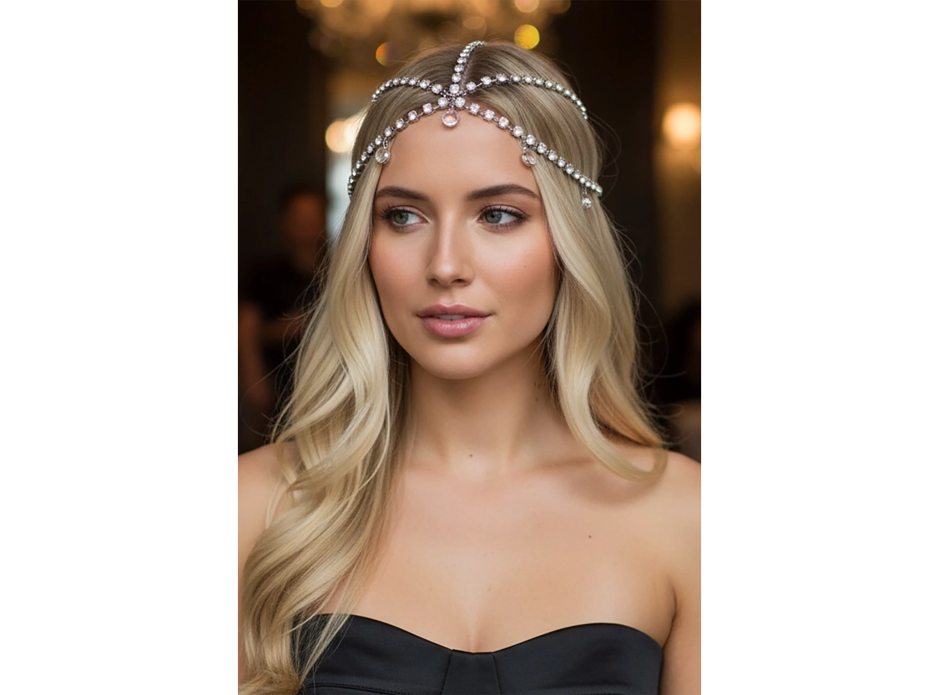 Gümüş Renk Taş Detaylı Saç Aksesuarı/ Kına Aksesuarı