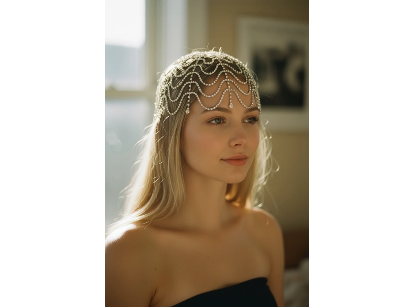 Gümüş Renk Taş Detaylı Saç Aksesuarı/Kına Aksesuarı