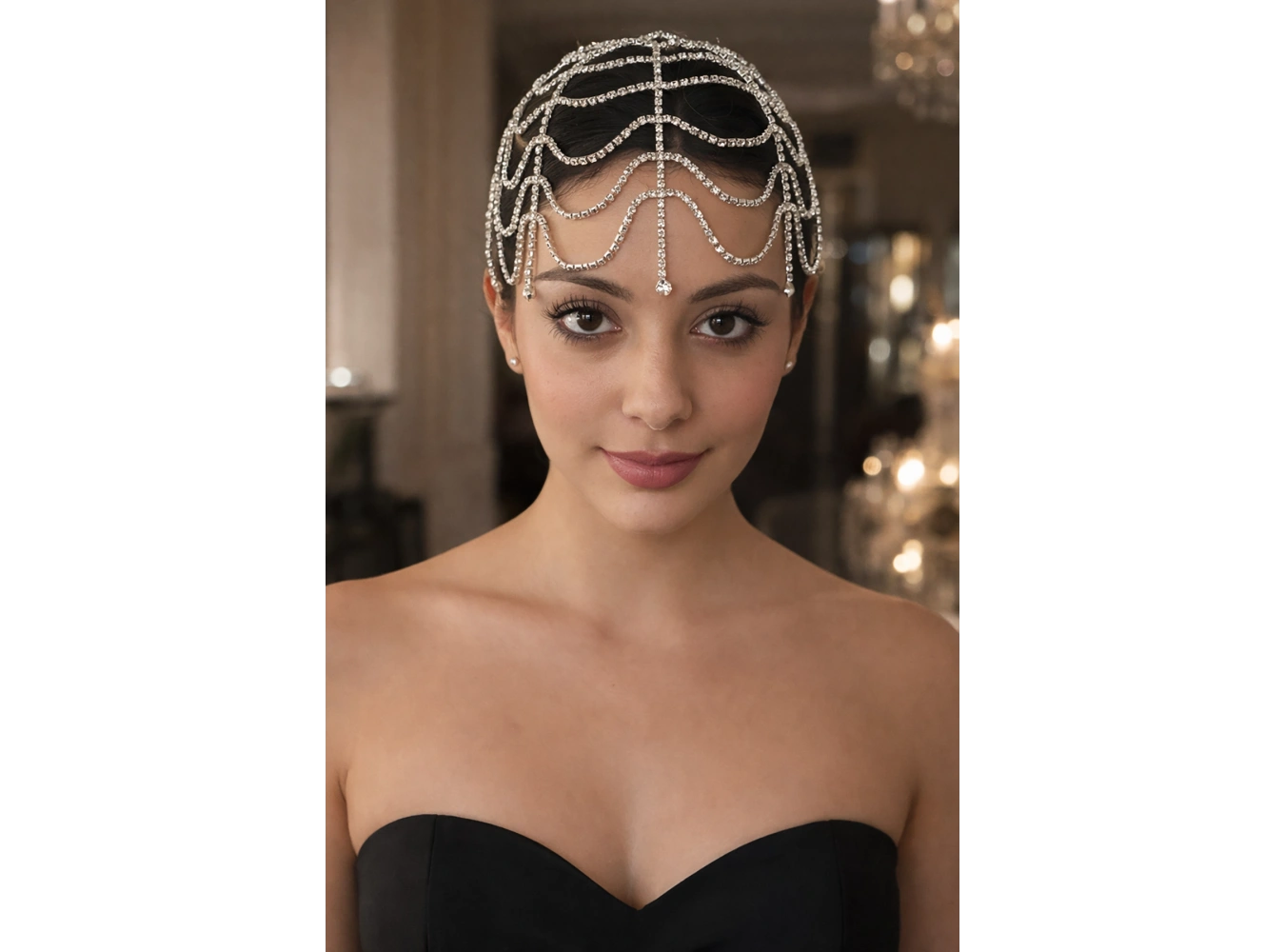 Gümüş Renk Taş Detaylı Saç Aksesuarı/Kına Aksesuarı