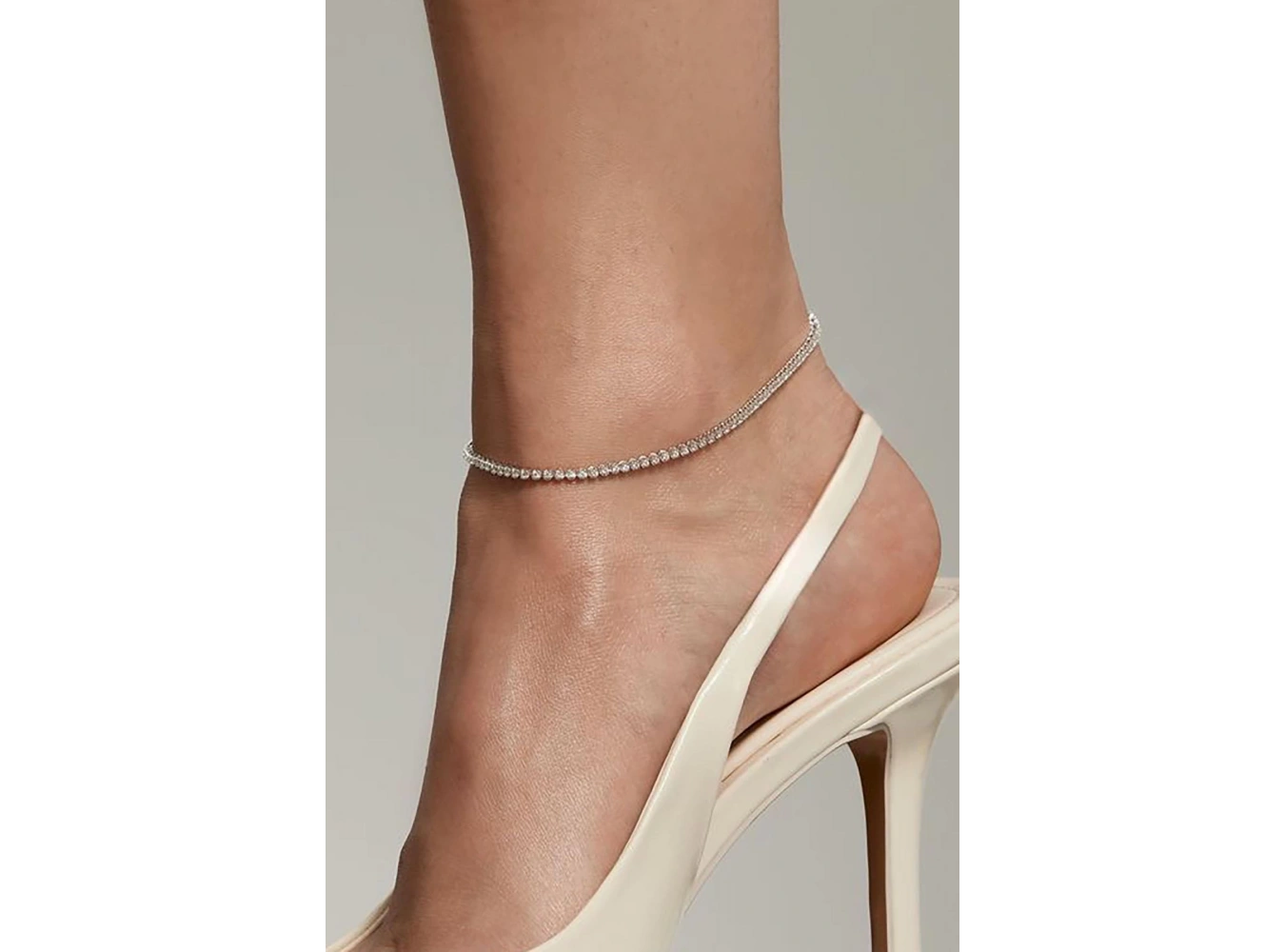 Gümüş Renk Taş Detaylı Su Yolu Halhal