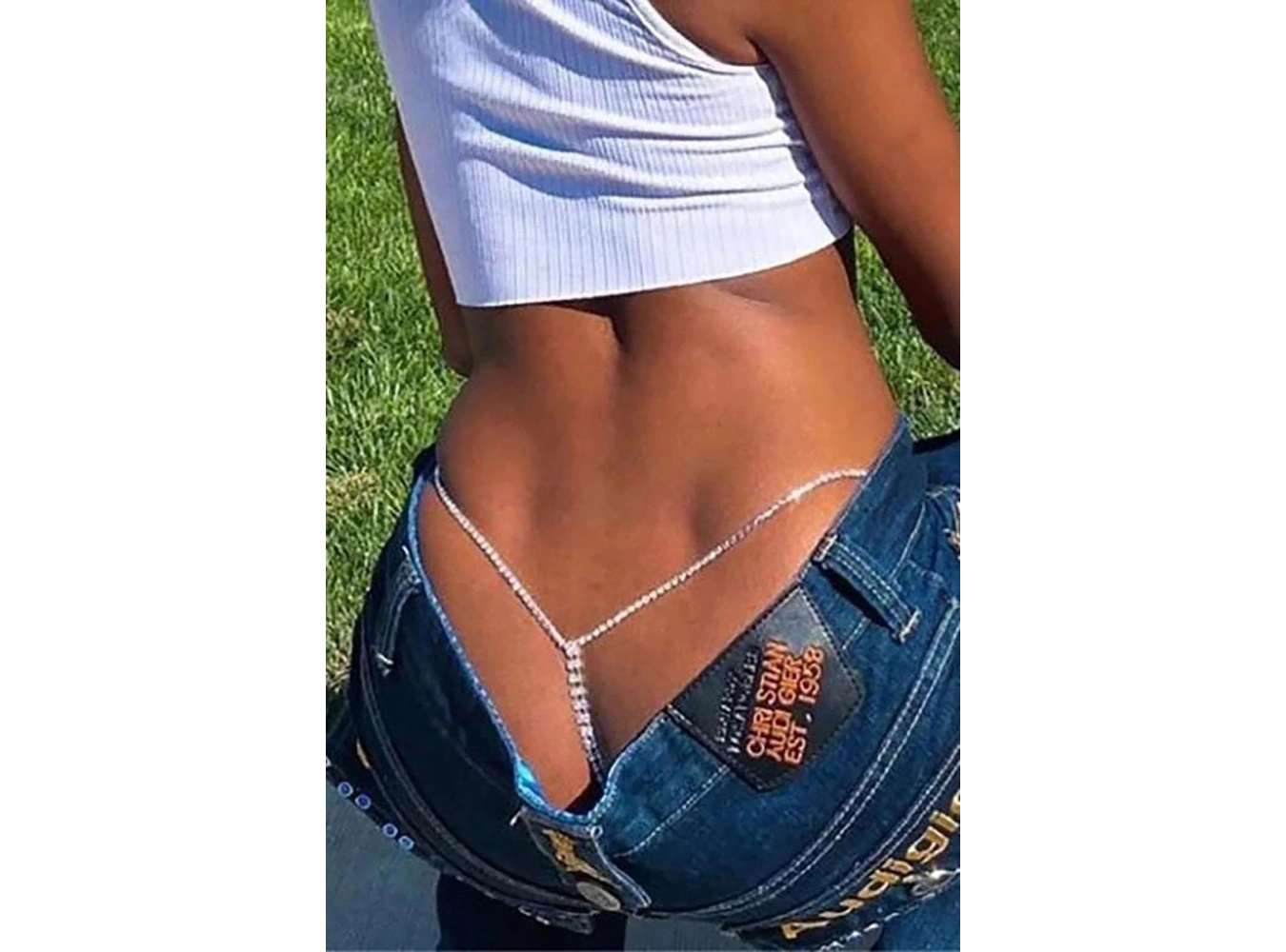 Gümüş Renk Taş Detaylı Tanga