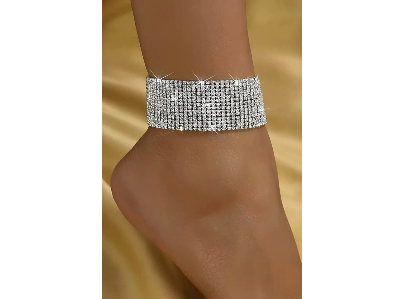 Gümüş Renk  Taş Detaylı Tasarım Halhal