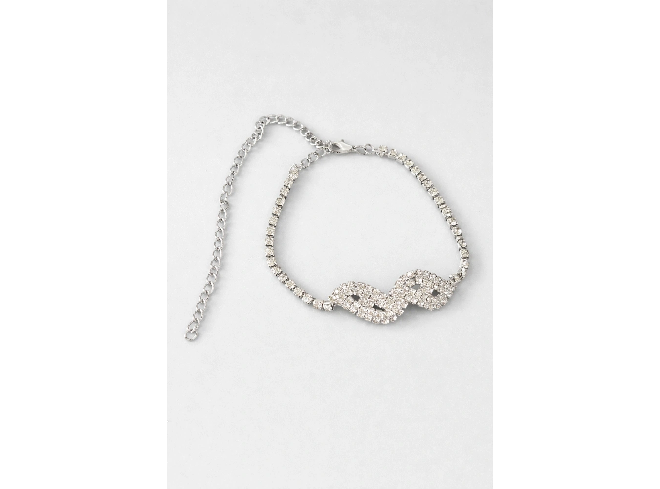 Gümüş Renk Taş Detaylı Tasarım Halhal