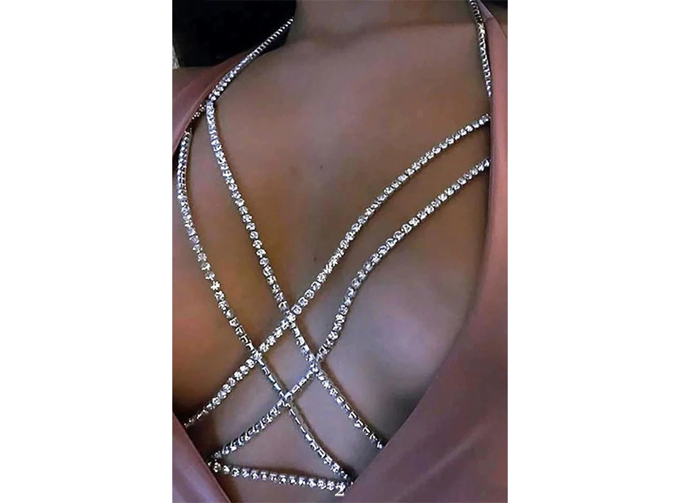 Gümüş Renk Taş Detaylı Tasarım Vücut Aksesuar