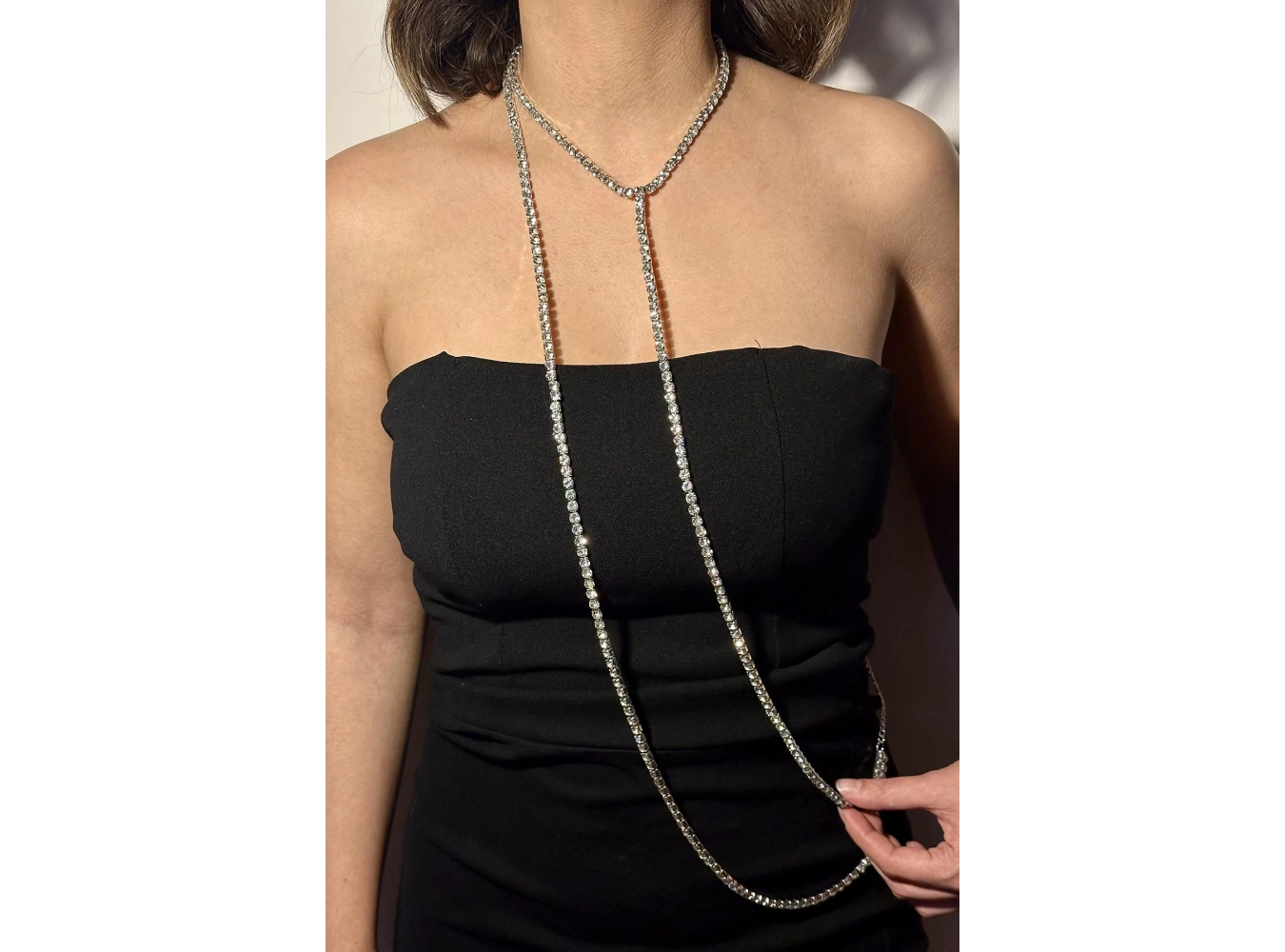 Gümüş Renk Taş Detaylı Tasarım Vücut Aksesuar