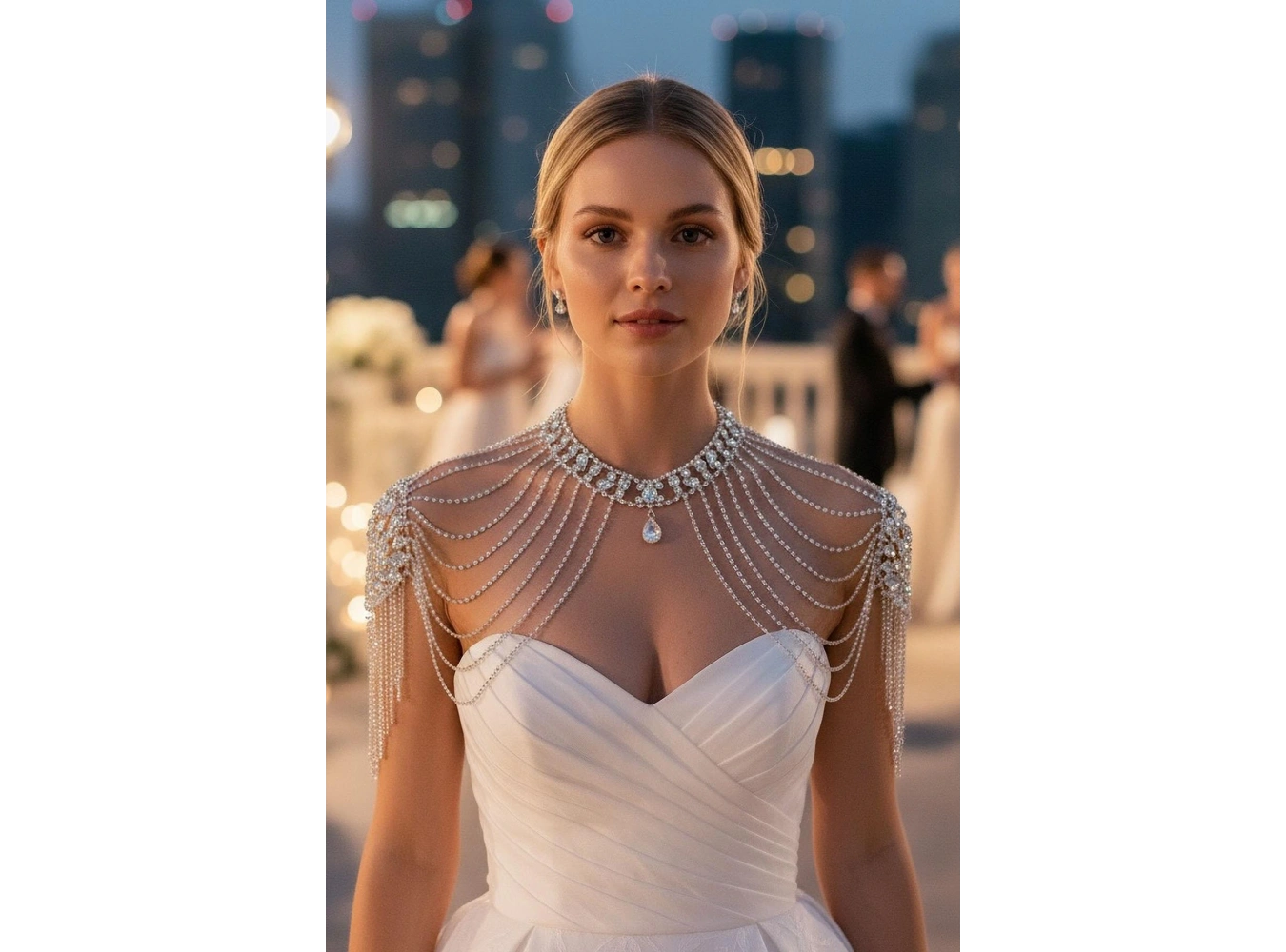 Gümüş Renk Taş Detaylı Tasarım Vücut Aksesuar