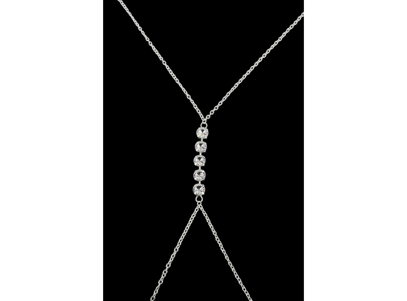 Gümüş Renk Taş Detaylı Tasarım Vücut Aksesuar