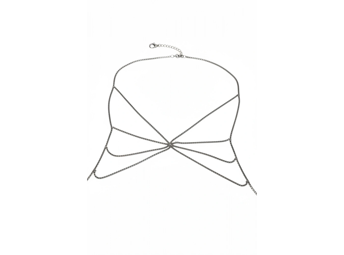 Gümüş Renk Taş Detaylı Tasarım Vücut Aksesuar