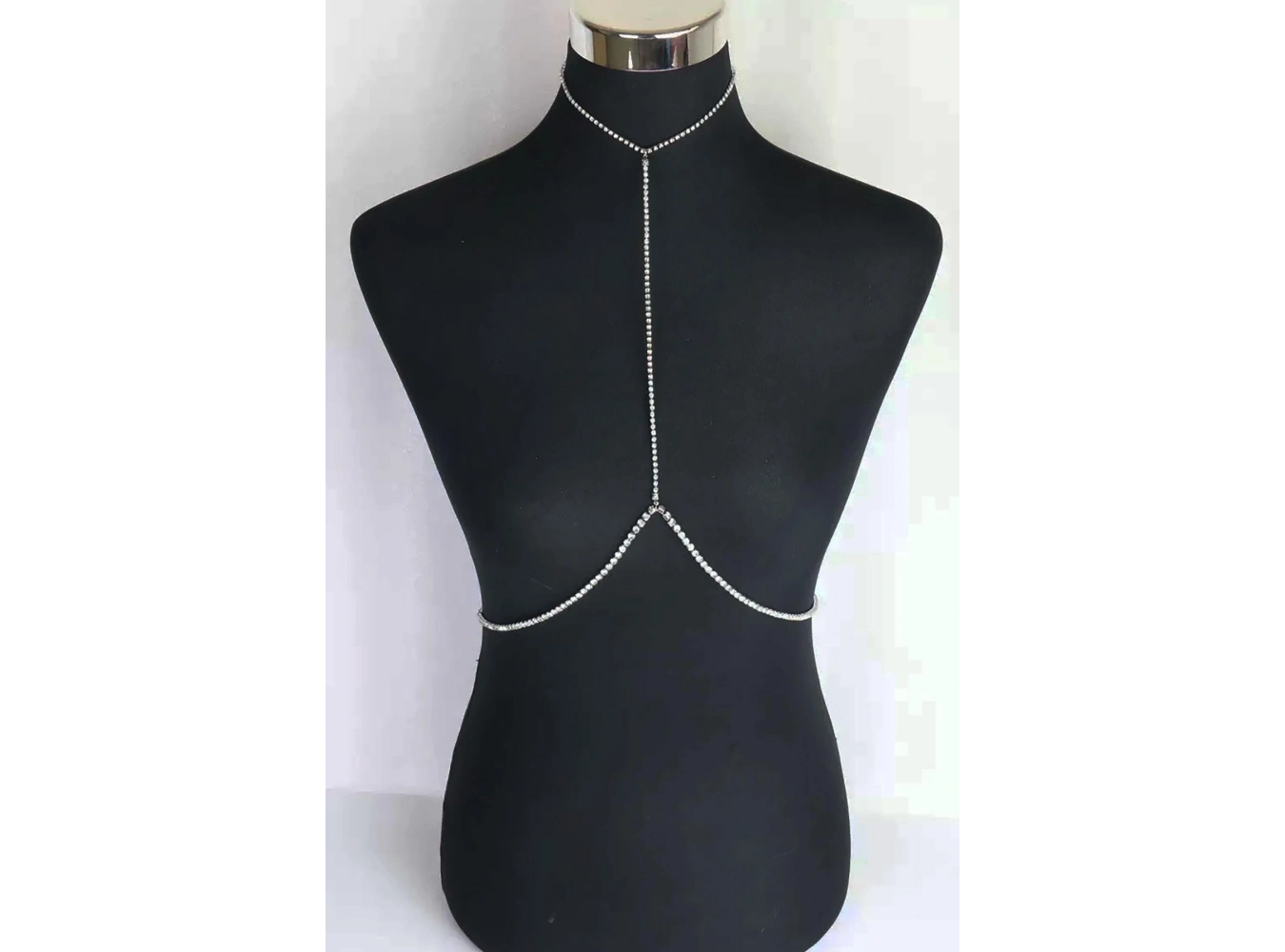 Gümüş Renk Taş Detaylı Tasarım Vücut Aksesuar