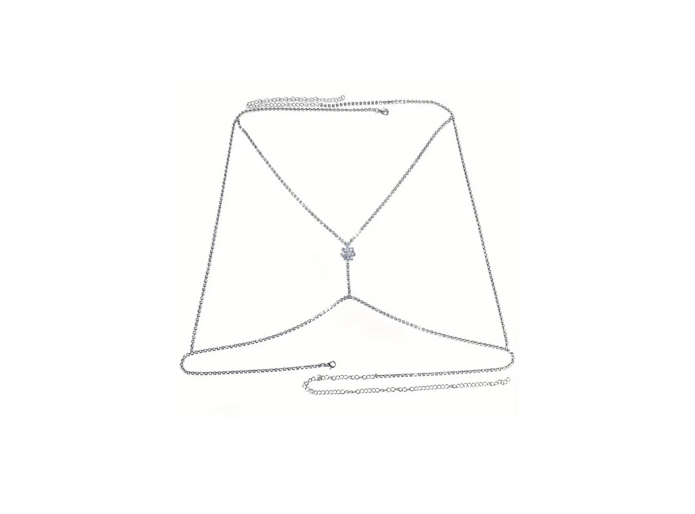 Gümüş Renk Taş Detaylı Tasarım Vücut Aksesuar