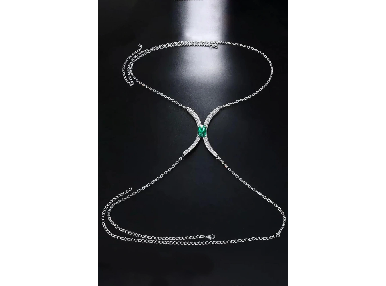 Gümüş Renk Taş Detaylı Tasarım Vücut Aksesuar