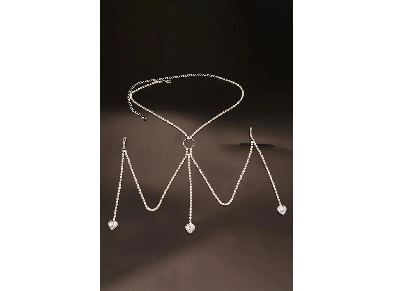 Gümüş Renk Taş Detaylı Tasarım Vücut Aksesuar