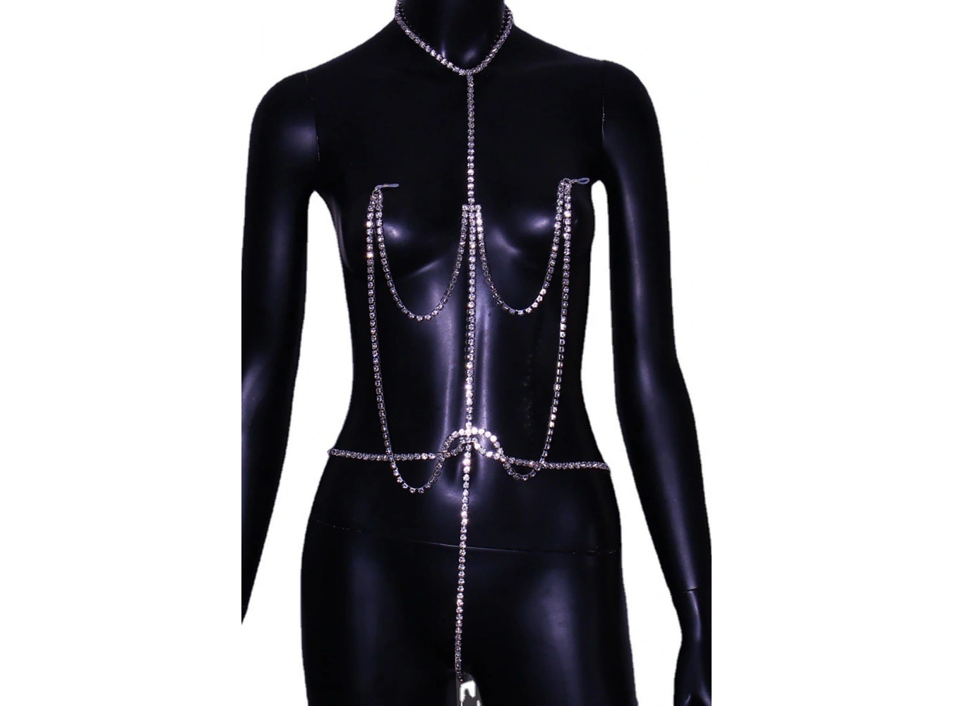 Gümüş Renk Taş Detaylı Tasarım Vücut Aksesuar