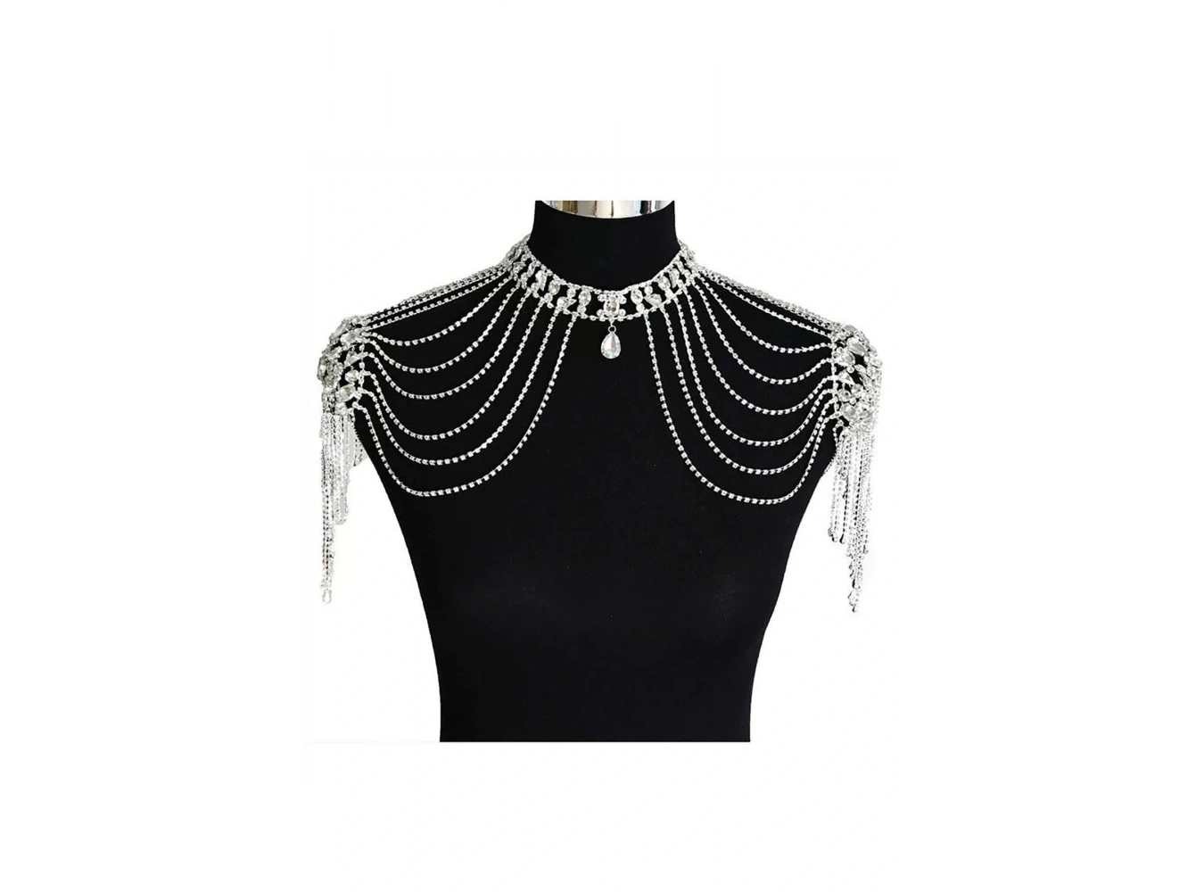 Gümüş Renk Taş Detaylı Tasarım Vücut Aksesuar