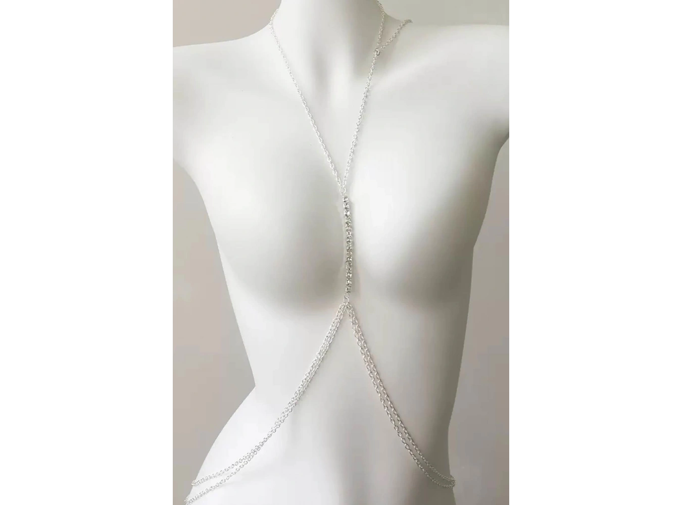 Gümüş Renk Taş Detaylı Tasarım Vücut Aksesuar