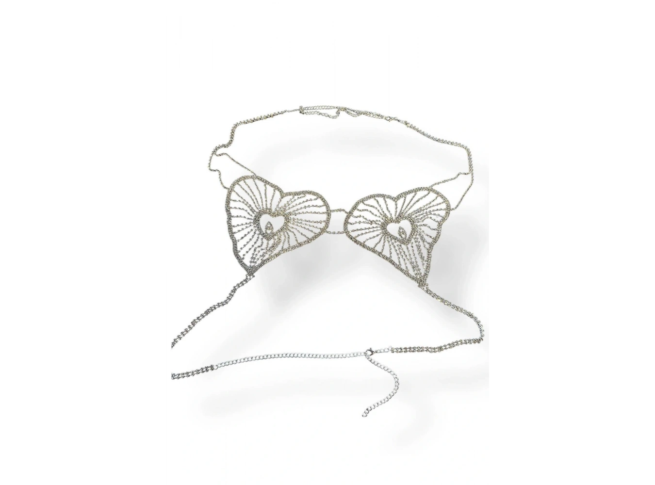 Gümüş Renk Taş Detaylı Tasarım Vücut Aksesuar