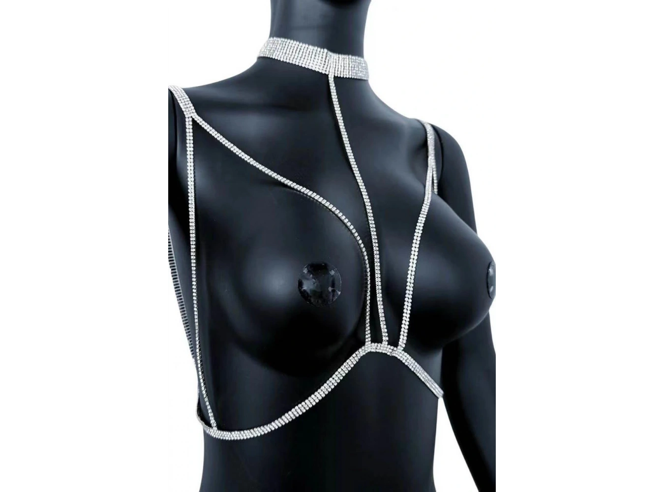 Gümüş Renk Taş Detaylı Tasarım Vücut Aksesuar